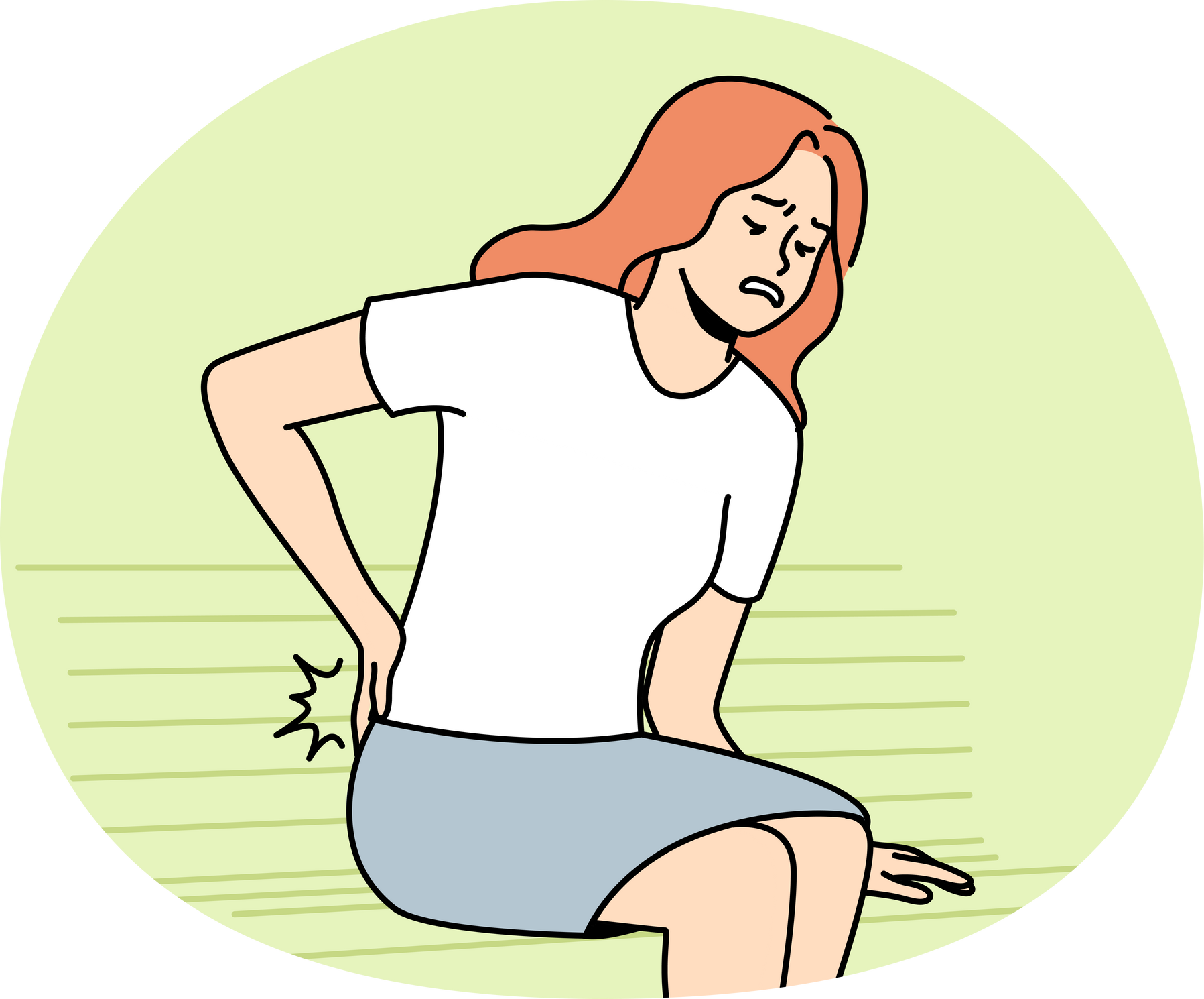 Unwell Woman Suffer from Backache